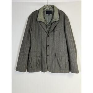 Banana Republic Wool Blazer & Removable Insulated Lining Mens L Gray Pinstripe